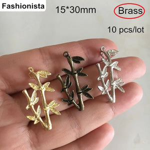 10 pcs Brass Casting Crafts Bamboo Pendant DIY Jewelry Charms