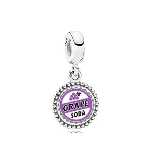 925 Silver Purple Grape Soda Charm for DIY Bracelet Gift