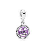 925 Silver Purple Grape Soda Charm for DIY Bracelet Gift