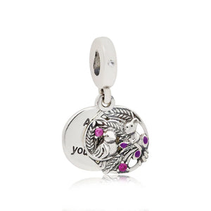 925 Silver Love Lock Unicorn Charm DIY Bracelet Accessory Gift
