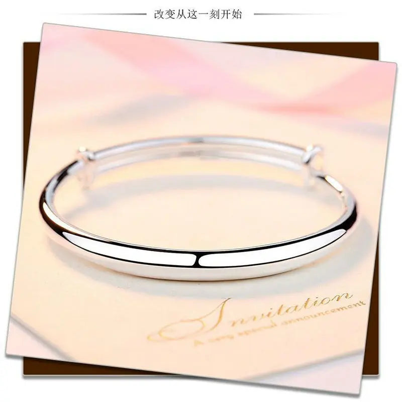 Adjustable 999 Silver Bracelet Bangle Women Jewelry Gift
