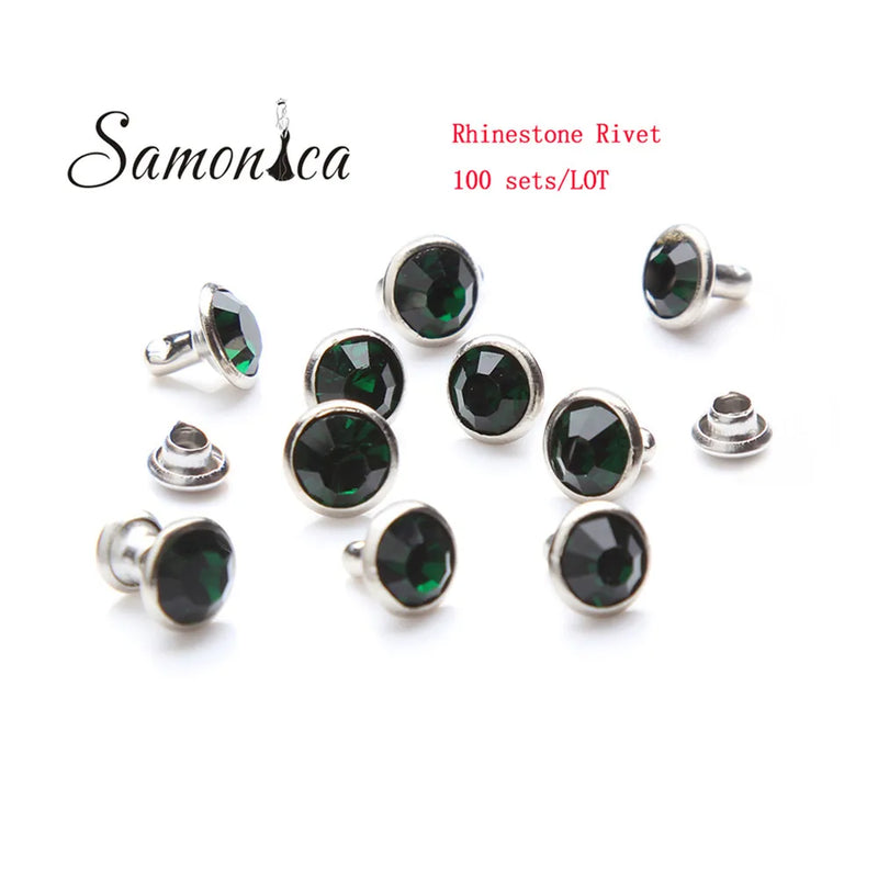 8mm Crystal Rhinestone Metal Rivets Studs for Clothing Crafting