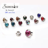8mm Crystal Rhinestone Metal Rivets Studs for Clothing Crafting