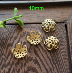 100 pcs Copper Filigree Bead Caps, 10mm Beads, Jewelry Supplies