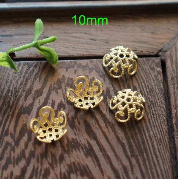 100 pcs Copper Filigree Bead Caps, 10mm Beads, Jewelry Supplies