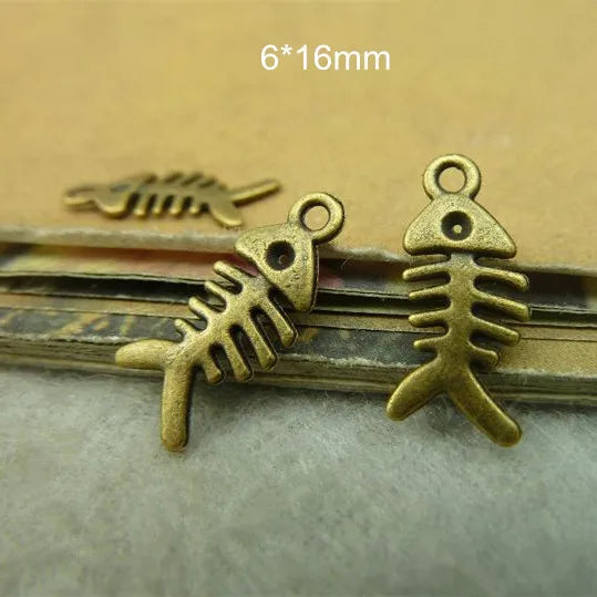 100 pcs Fish Bone Charms DIY Jewelry Findings