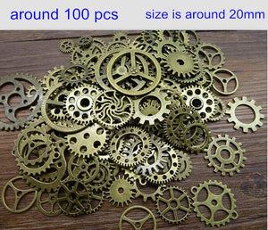 100 pcs Mixed Size Gear Charms Pendant Steampunk Gears DIY