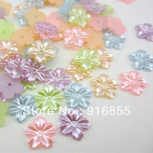 1000pcs 12mm Mixed Floral Shape Flatback ABS Pearl Beads DIY Decoration