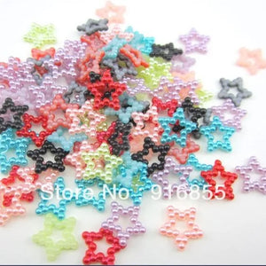 1000pcs 12mm Mixed Star Shape Hollow Flatback ABS Pearl Beads DIY Decoration