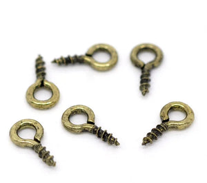 1000pcs Antique Bronze Screw Eyes Bails Top Drilled Findings 8x4mm Jewelry