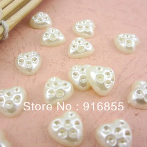 1000pcs 10mm Ivory Heart Craft Flatback Pearl Beads Spot Drill