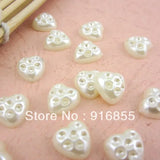 1000pcs 10mm Ivory Heart Craft Flatback Pearl Beads Spot Drill