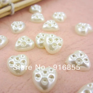 1000pcs 10mm Ivory Heart Craft Flatback Pearl Beads Spot Drill