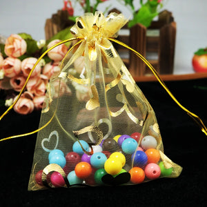 100Pcs 20x30cm Hearts Wedding Gift Bag Organza Favor Jewelry Packaging Pouches