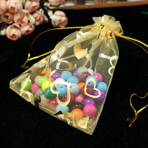 100Pcs 20x30cm Hearts Wedding Gift Bag Organza Favor Jewelry Packaging Pouches