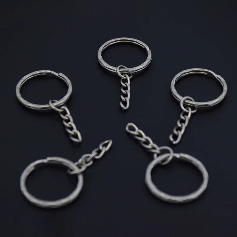 100Pcs 25mm Metal Key Ring Chains DIY Charms Keychain Jewelry