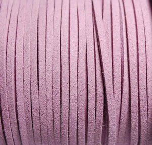100Yds 3x1.5mm Light Lilac Plum Faux Suede Cord