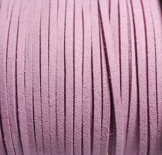 100Yds 3x1.5mm Light Lilac Plum Faux Suede Cord