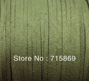 Olive Green Flat Faux Suede Cord 3 x 1.5mm