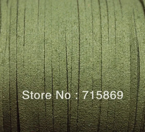 Olive Green Flat Faux Suede Cord 3 x 1.5mm