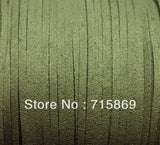 Olive Green Flat Faux Suede Cord 3 x 1.5mm