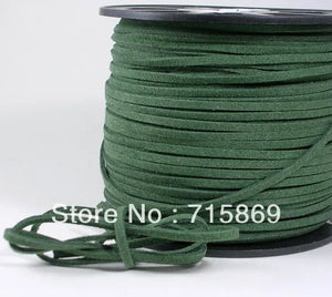 100 Yards Deep Green 3mm Faux Suede Cord Lace Flat Leather Cord