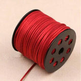 100Yds Glitter Metallic Red Flat Faux Leather Suede Cord 3mm
