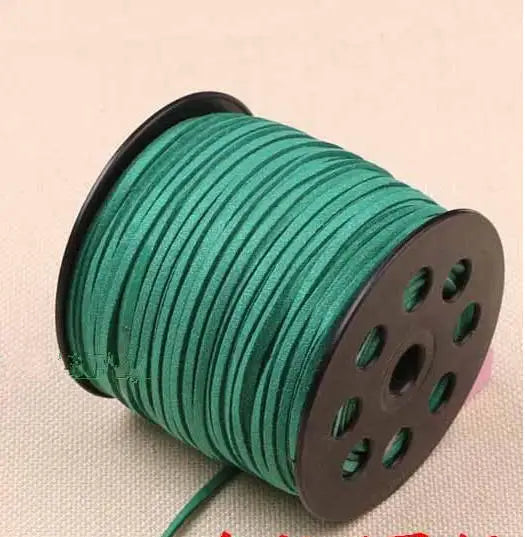 100Yds Glitter Metallic Sea Green Flat Faux Leather Suede Cord