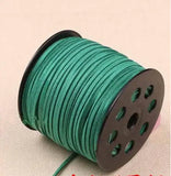 100Yds Glitter Metallic Sea Green Flat Faux Leather Suede Cord