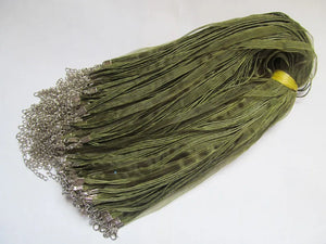 100pcs 18in Army Green Organza Ribbon Wax Cotton Necklace Cord