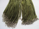 100pcs 18in Army Green Organza Ribbon Wax Cotton Necklace Cord