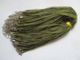100pcs 18in Army Green Organza Ribbon Wax Cotton Necklace Cord