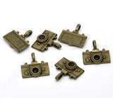 100pcs Antique Bronze Camera Charm Pendants 22x21mm Jewelry Findings