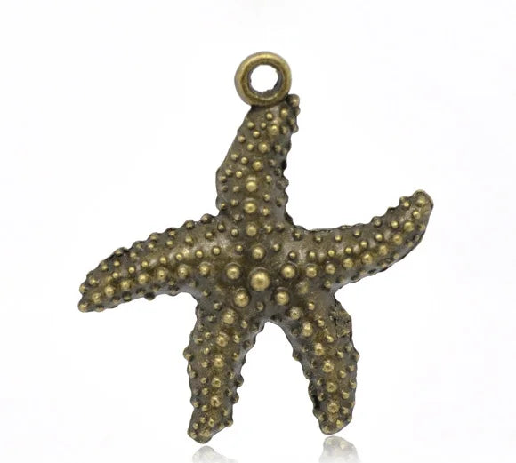 100pcs Antique Bronze Sea Star Charms Pendants 40x37mm J0429F