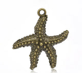 100pcs Antique Bronze Sea Star Charms Pendants 40x37mm J0429F