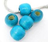 100pcs Dyed Drum Wood Beads for Charm Bracelet