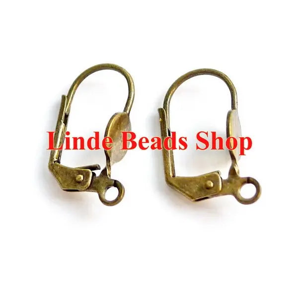100pcs Leverback Earring Hooks 10x18mm Antique Bronze Plated with 6mm Collet