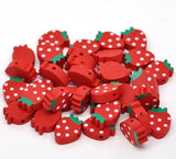 100pcs Red Strawberry Wood Spacer Beads 20x14mm