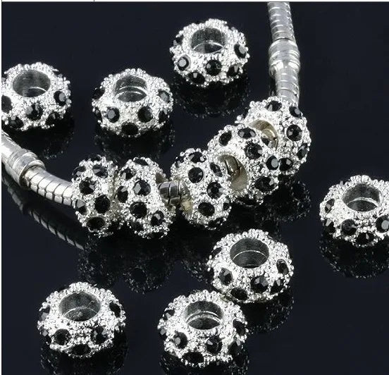 100pcs Rhinestone Spacers Beads Charm Bracelets 10x6mm