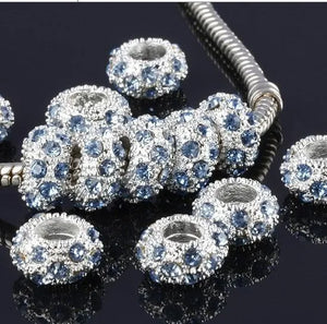 100pcs Silver Plated Rhinestone Spacers 10x6mm