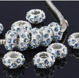 100pcs Silver Plated Rhinestone Spacers 10x6mm