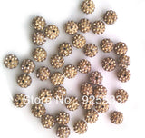 100pcs 10mm Earth Yellow Clay Crystal Rhinestone Disco Balls Loose Beads DIY