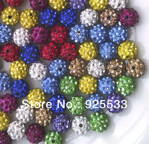 100pcs 10mm Mix Colors Crystal Rhinestone DISCO Balls Loose Beads DIY