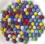 100pcs 10mm Mix Colors Crystal Rhinestone DISCO Balls Loose Beads DIY