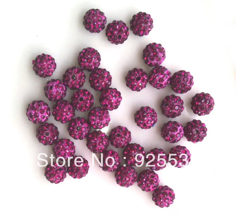 100pcs 10mm Plum Clay Crystal Rhinestone Disco Balls DIY