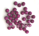 100pcs 10mm Plum Clay Crystal Rhinestone Disco Balls DIY