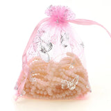 100pcs Pink Butterfly Organza Gift Bags 9x12cm