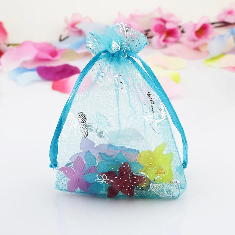 100pcs Butterfly Organza Bags 9x12cm Jewelry Gift Packaging Pouches