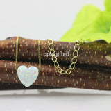 10MM Opal Heart Pendant Necklace Good Fire Synthetic Opal Heart Necklace