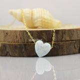 10MM Opal Heart Pendant Necklace Good Fire Synthetic Opal Heart Necklace